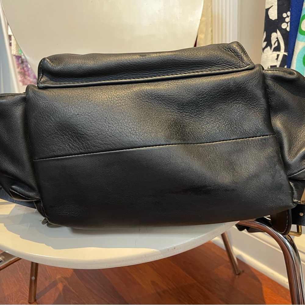 Burberry Black Leather Backpack with Gold Accents Sz. L - Picture 10 of 12